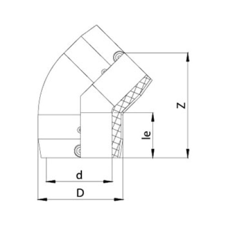 Отвод электросварной 45° Ø125 мм ПЭ100 SDR 11