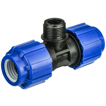 Компрессионный тройник с НР Ø50x1½″x50 мм для ПЭ труб ПНД