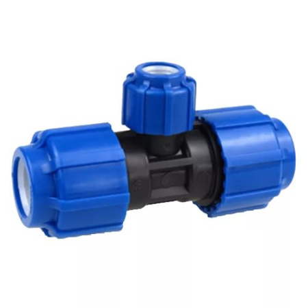 Компрессионные редукционные тройники Ø50х40х50 мм для ПЭ труб ПНД