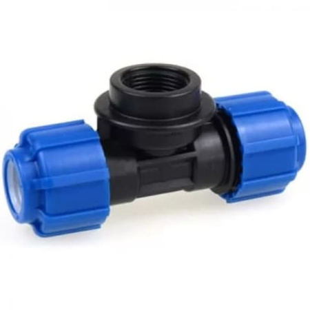 Компрессионный тройник с ВР Ø25x1″x25 мм для ПЭ труб ПНД